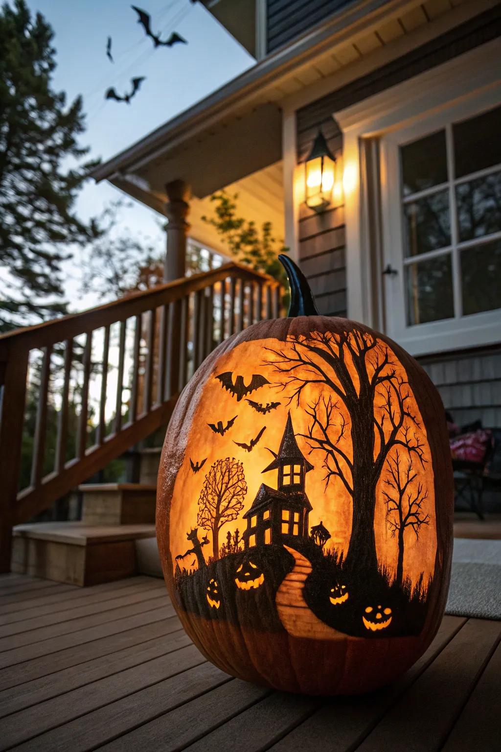 Haunting Haunted House Pumpkin
