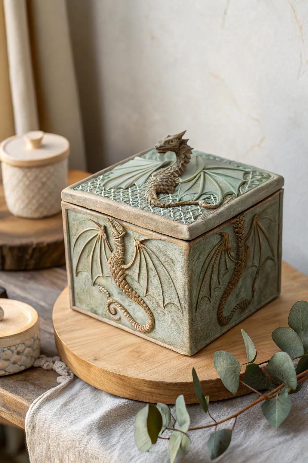 Unleash your creativity with this enchanting dragon-inspired clay box, where craftsmanship meets mythical charm.