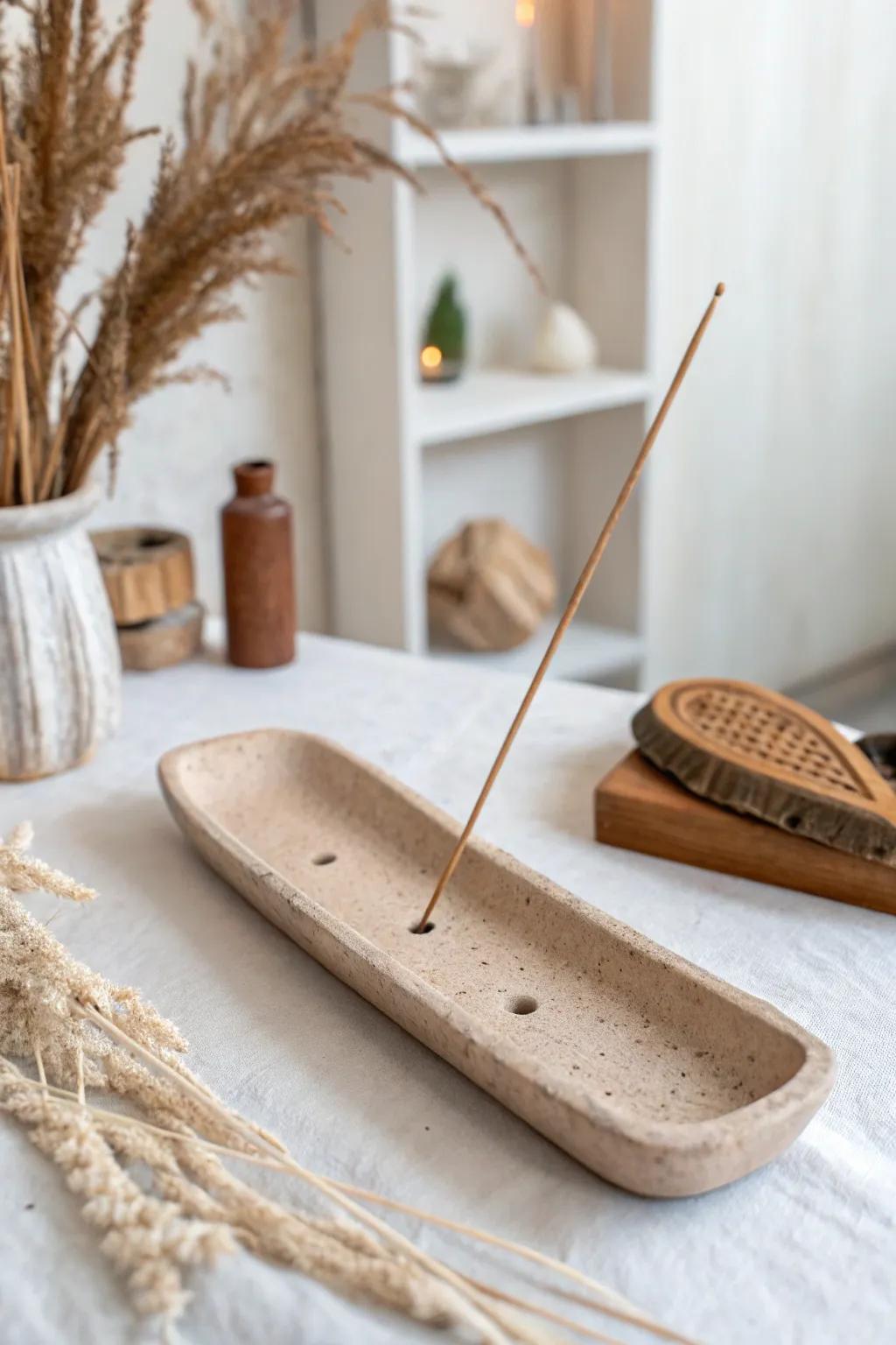 Embrace minimalist elegance with this handcrafted clay incense holder—where functionality meets natural beauty.