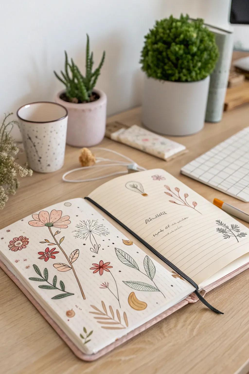 Embrace simplicity and creativity with handmade doodles in your collage journal.