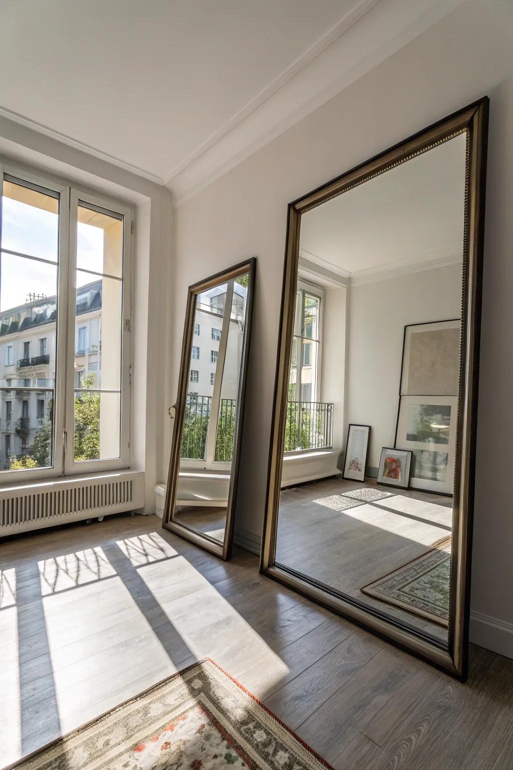 Mirrors enhance light and create the illusion of a larger space.