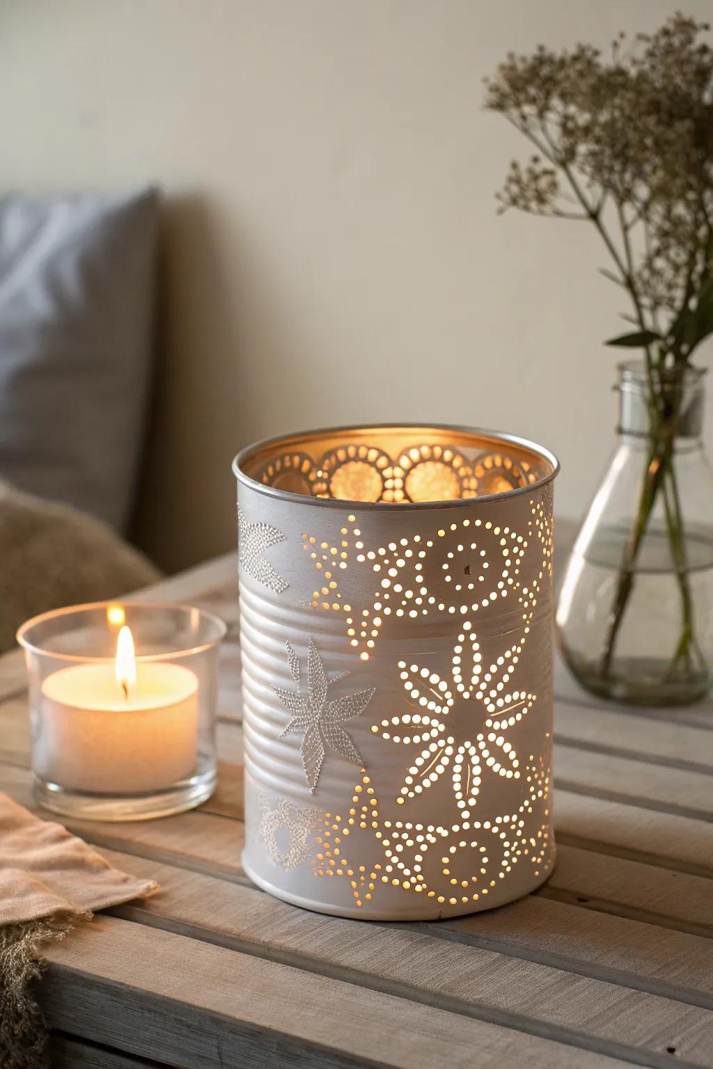 Transform your space with enchanting tin can luminaries: where simplicity meets handcrafted charm.