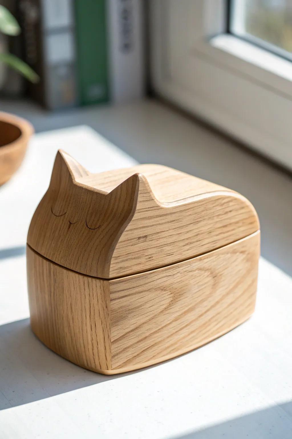 Think outside the box with this purrfectly crafted cat-shaped design!
