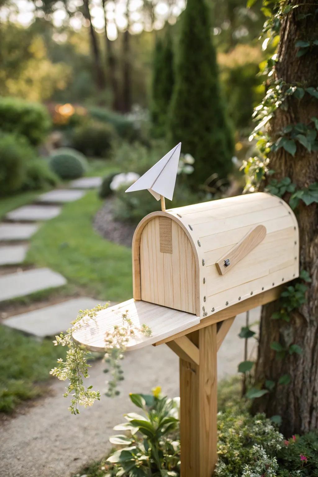 Let your letters soar with this whimsical paper airplane mailbox, where creativity meets craftsmanship.