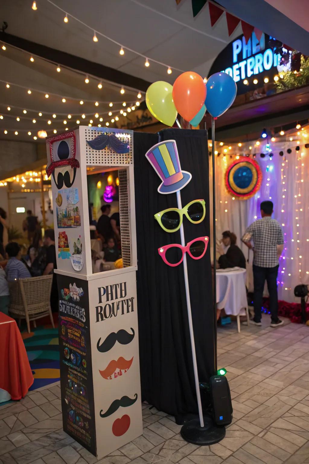 Interactive fun: A themed photo booth for memorable moments.