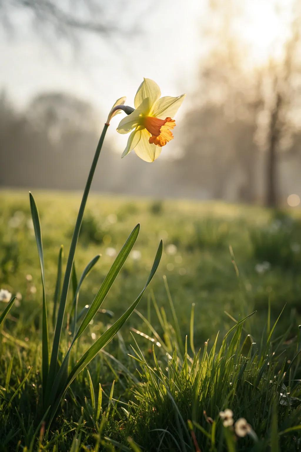 Embrace the Magic of Meadows: A Daffodil's Dance in Nature's Canvas.