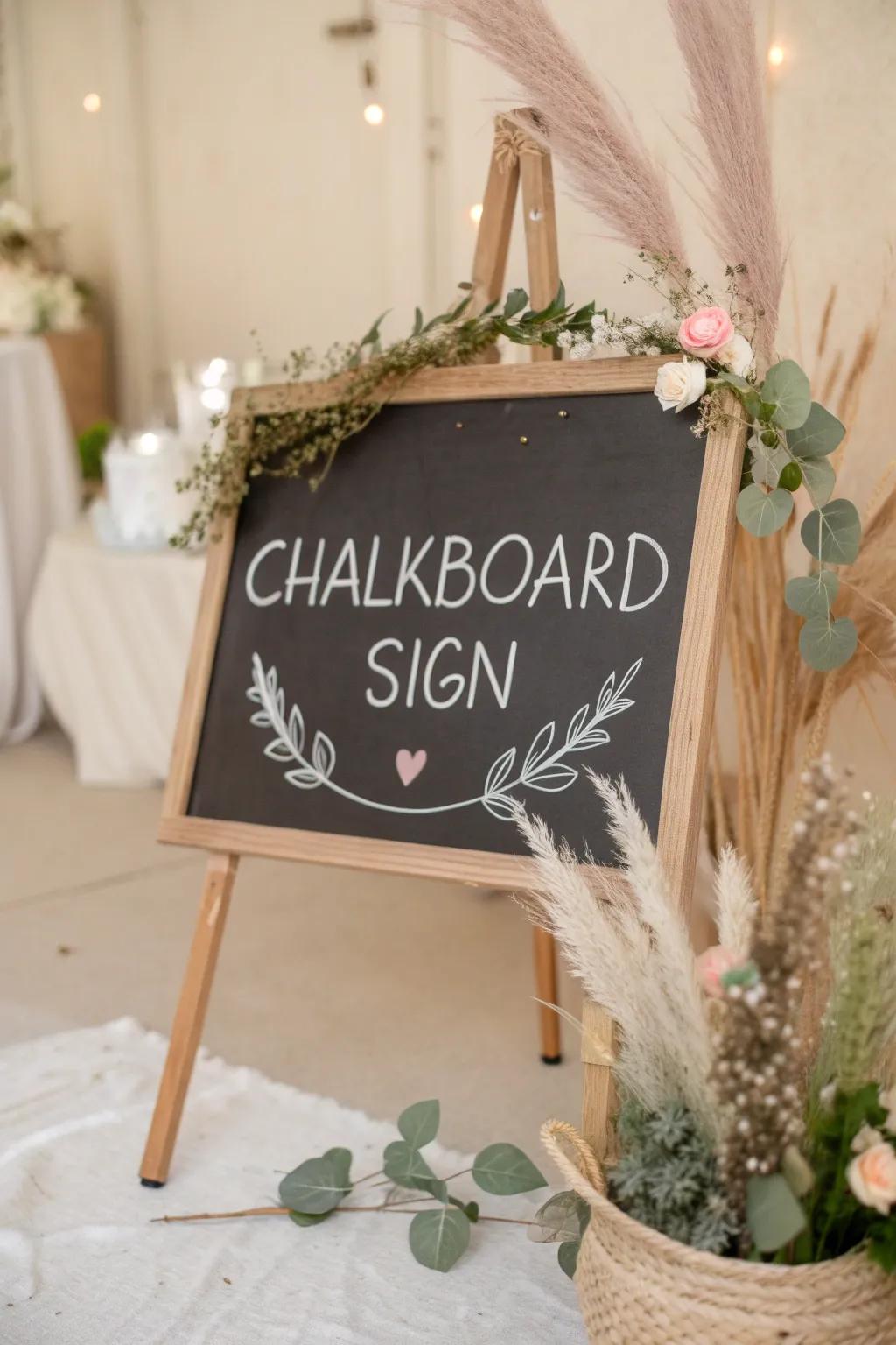 Welcome your guests with a touch of elegance and simplicity using charming chalkboard signs.