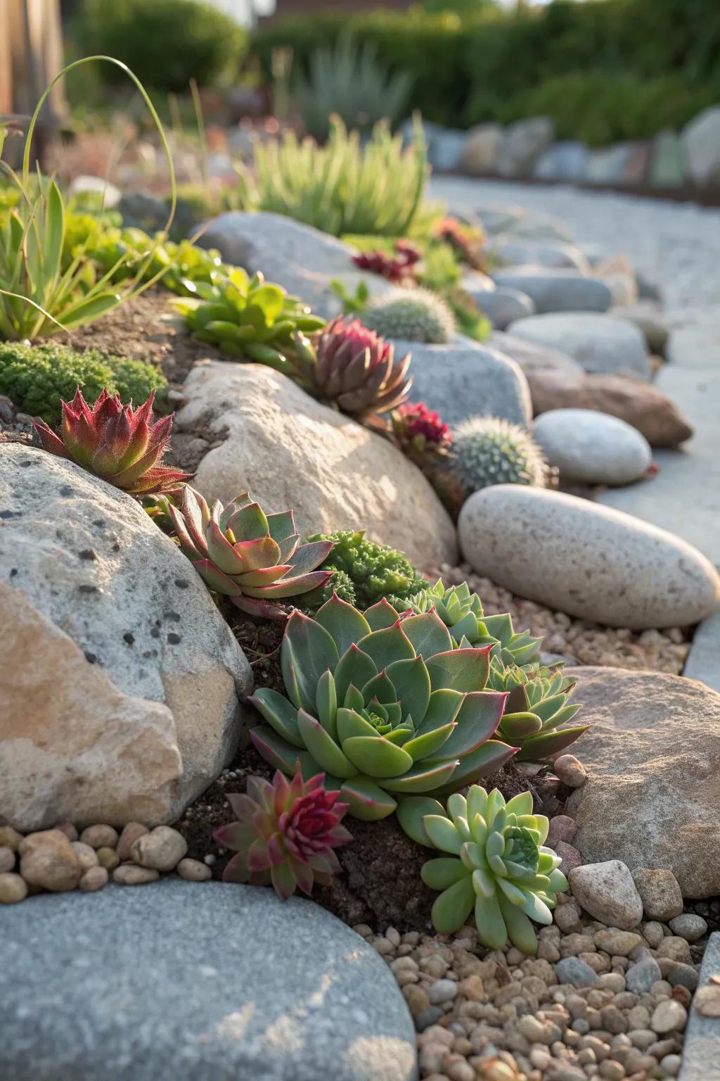 Transform your backyard with a stunning DIY rock garden — where rugged stones meet lush succulents in perfect harmony.