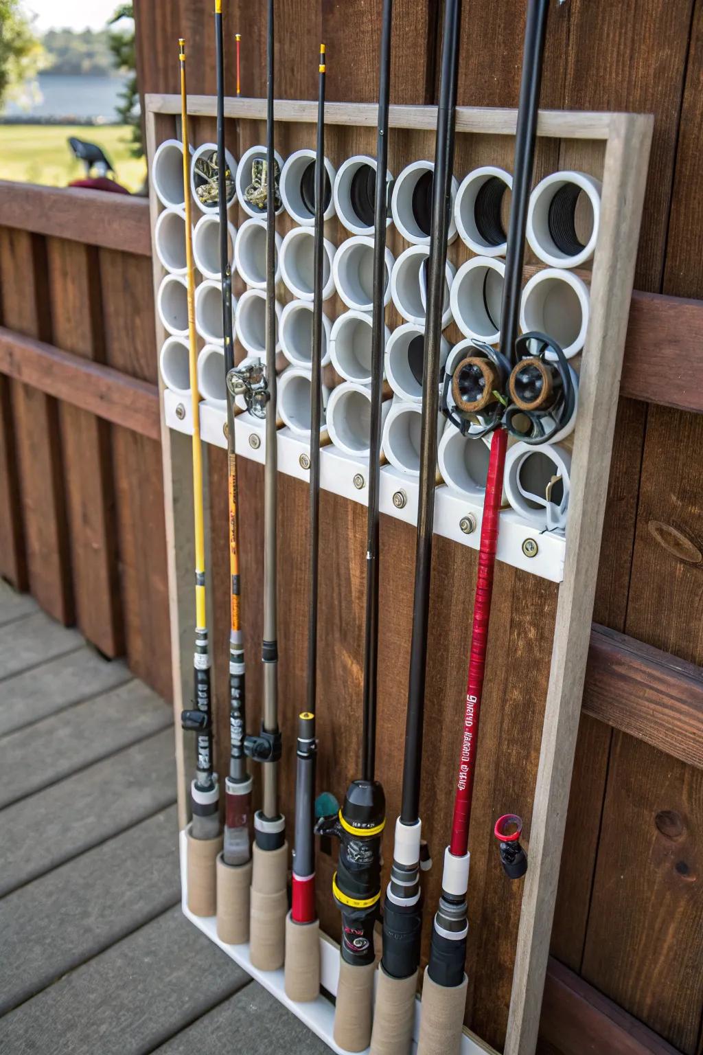 Transform your camping gear organization with this stylish PVC pipe solution, blending practicality with craftsmanship.