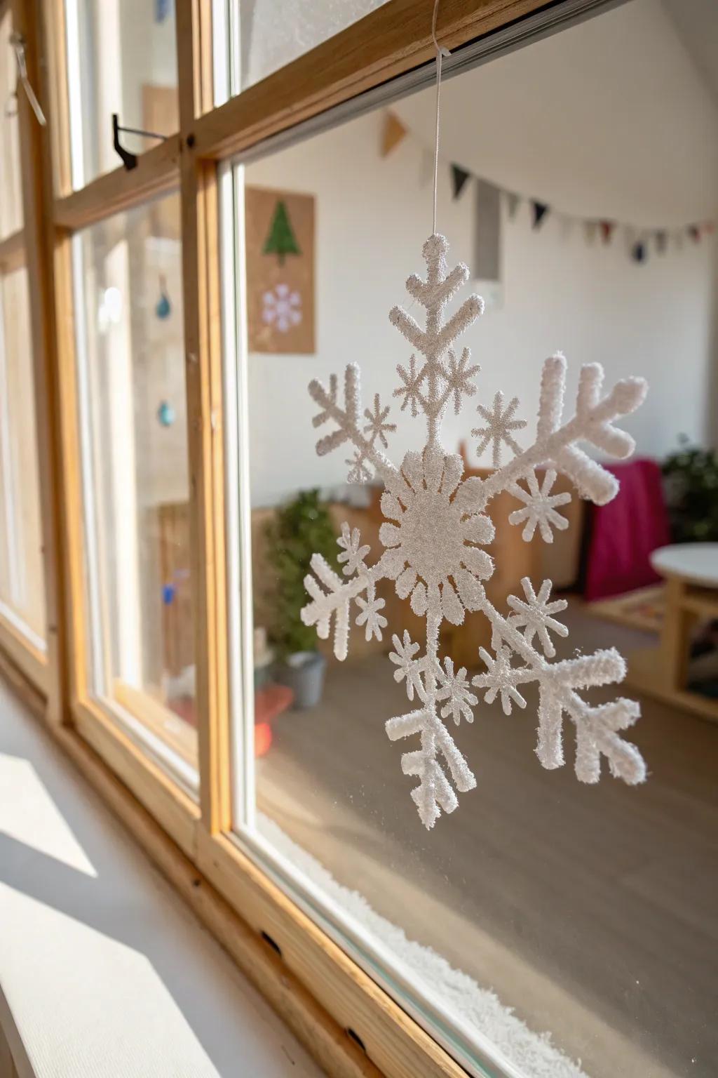 Add a touch of handcrafted elegance to your classroom with these DIY snowflake window clings!