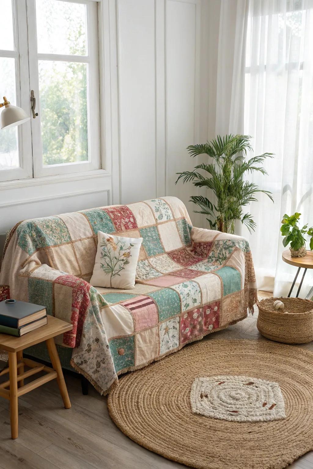 Breathe new life into your living space with a charming DIY couch cover made from your favorite old T-shirts. Embrace creativity and comfort!