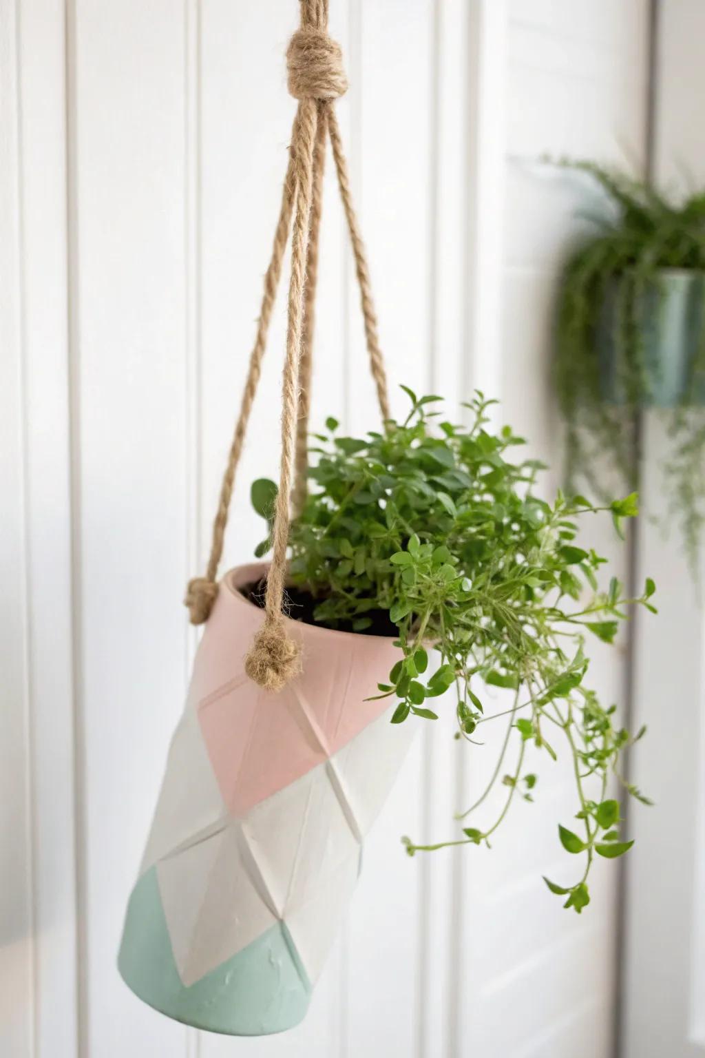 Transform plastic bottles into chic hanging planters for an eco-friendly touch to your home decor.