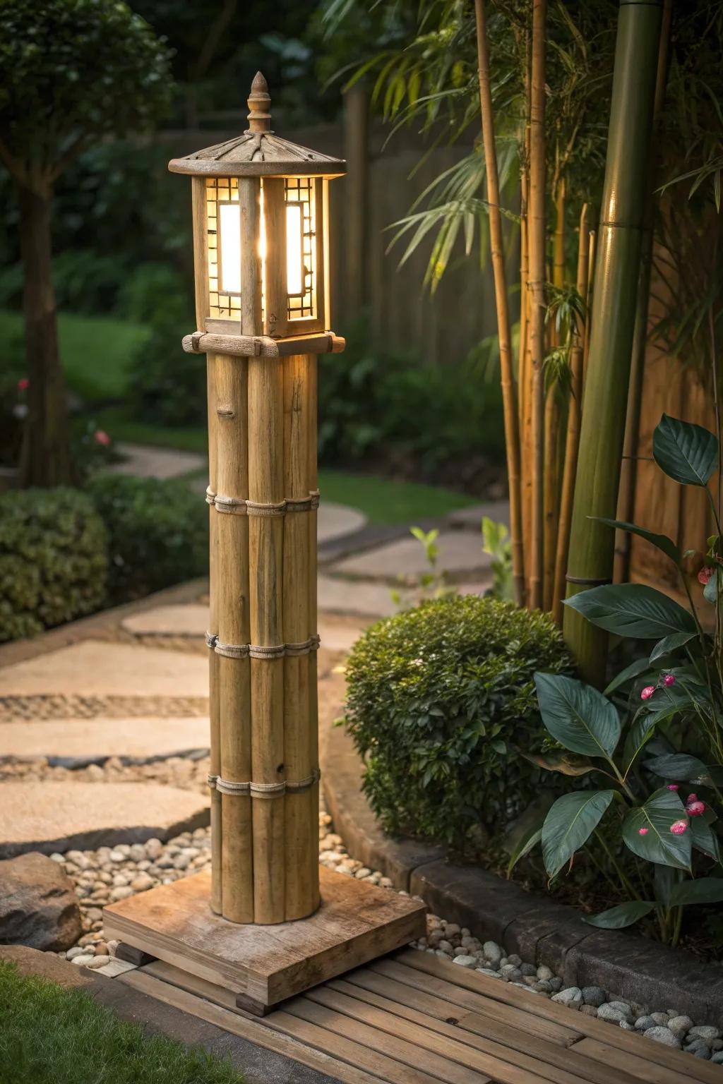 Illuminate your garden with handcrafted bamboo elegance.