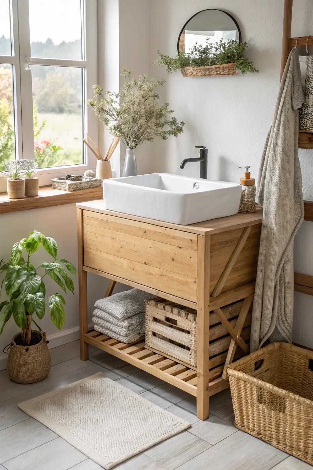 Transform your laundry room into a serene retreat with this chic DIY litter box solution.