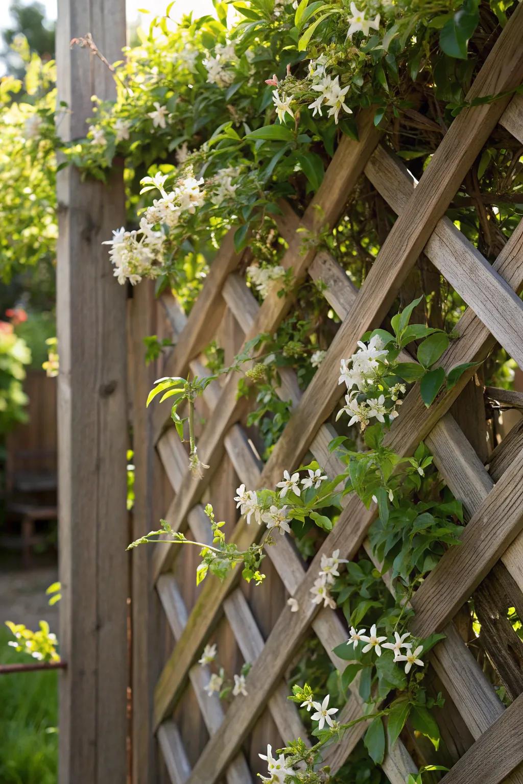 Elevate your outdoor space with a handcrafted trellis fence, perfect for a garden vibe.