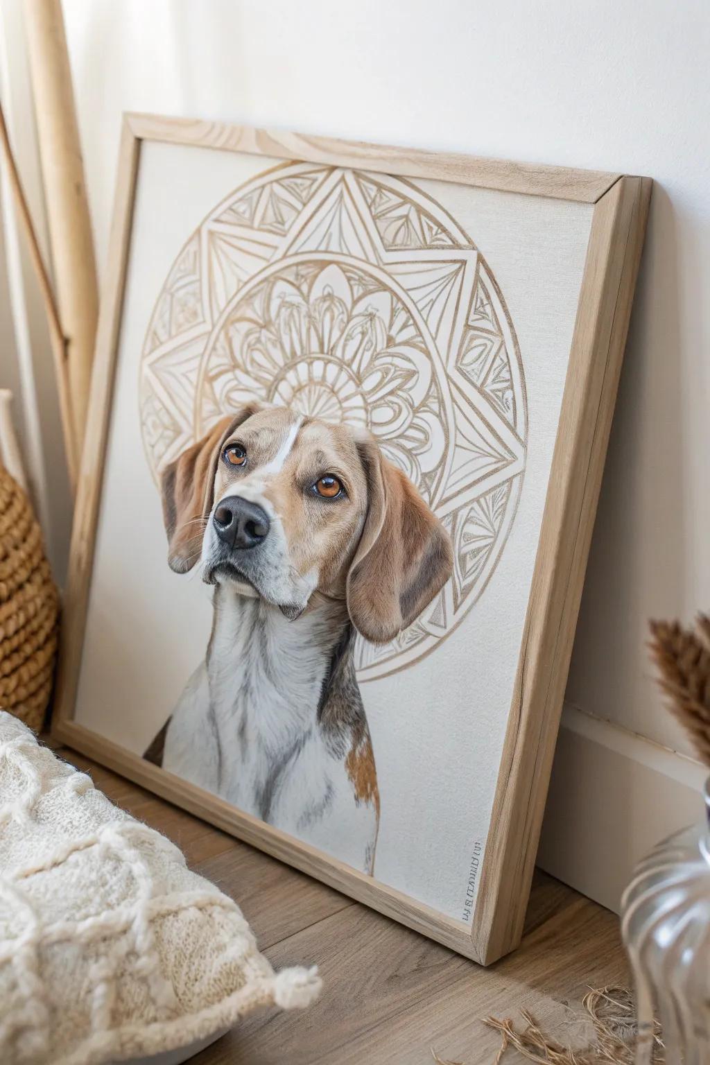 Unleash modern elegance with 'Paws and Patterns'—a perfect blend of your furry friend's charm and contemporary art.