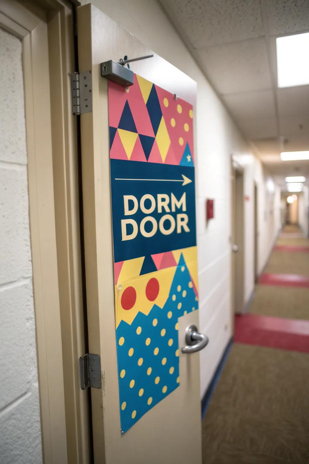Geometric name tags offer a modern and artistic flair to dorm decor.