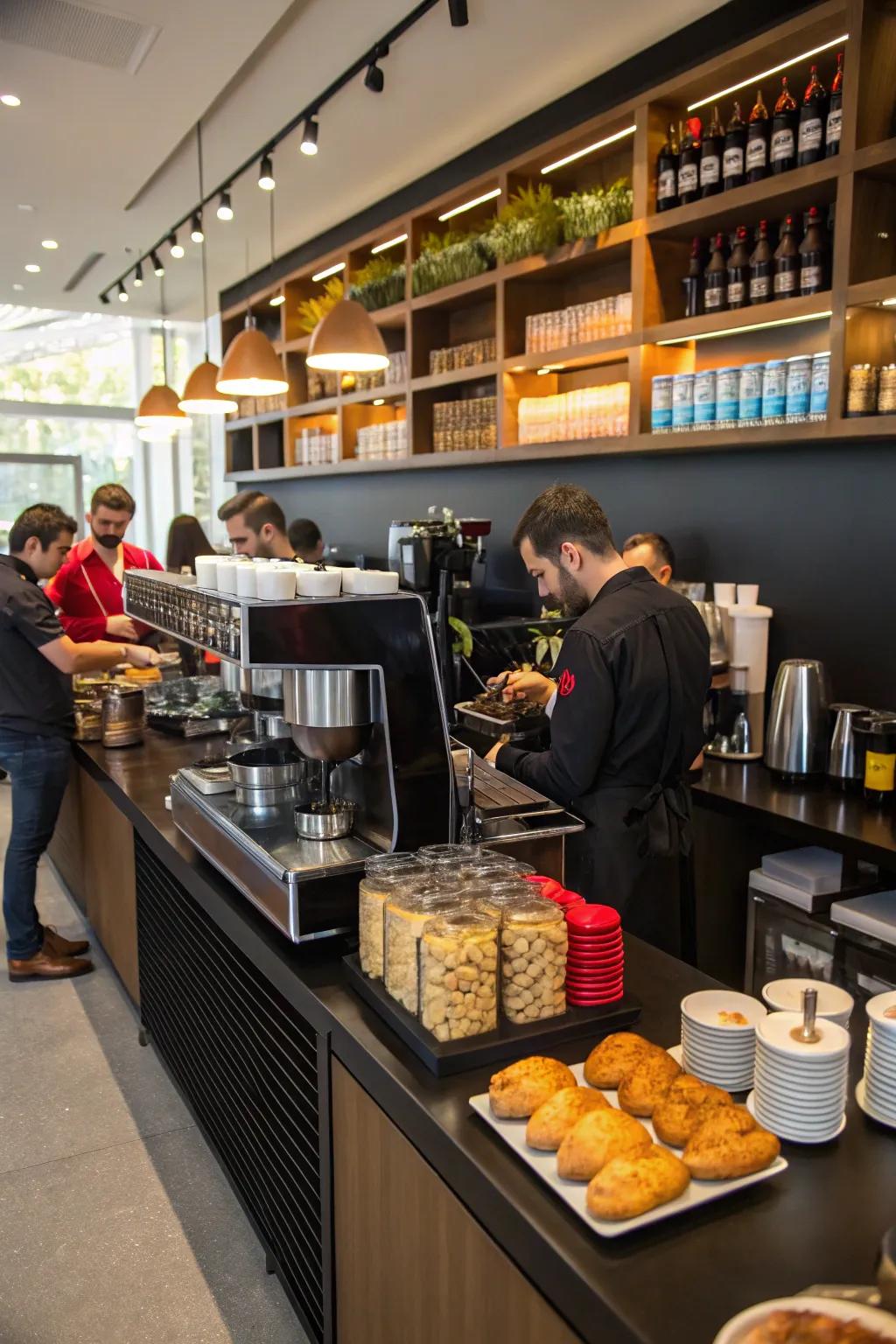 A coffee bar adds warmth and energy to your drinks station.