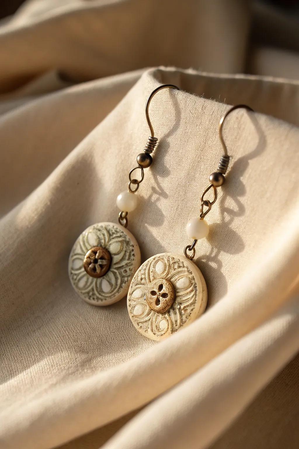 Elevate your style with these unique button earrings that blend vintage charm with minimalist elegance.