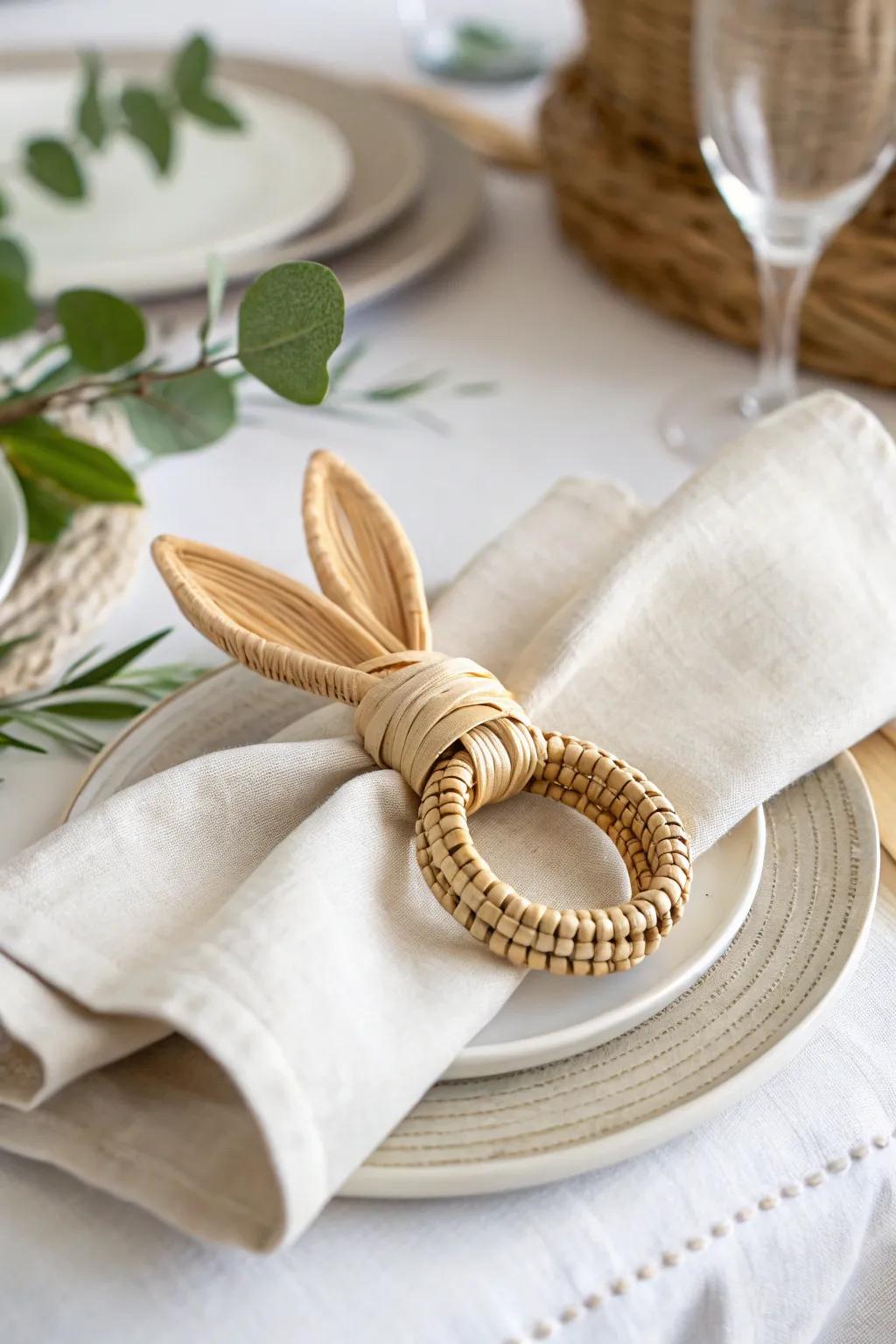 Elevate your Easter table with charming bunny napkin rings crafted for a touch of whimsy and elegance.