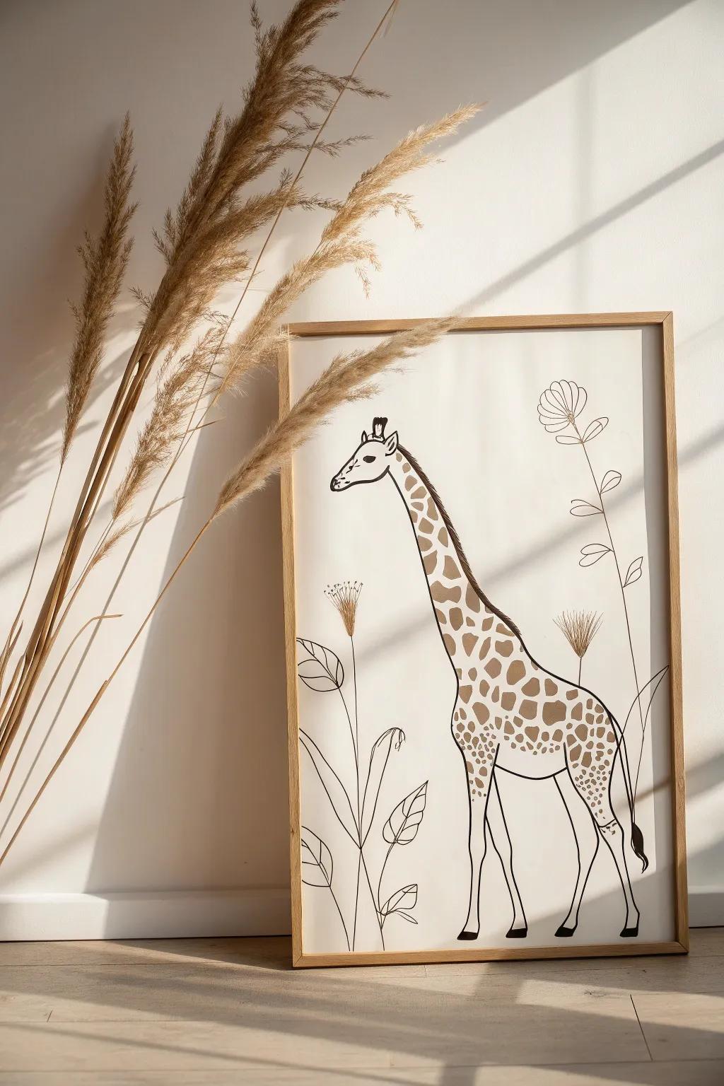 Embrace simplicity with this groovy giraffe sketch. Perfect for a touch of minimalistic charm in your art collection.