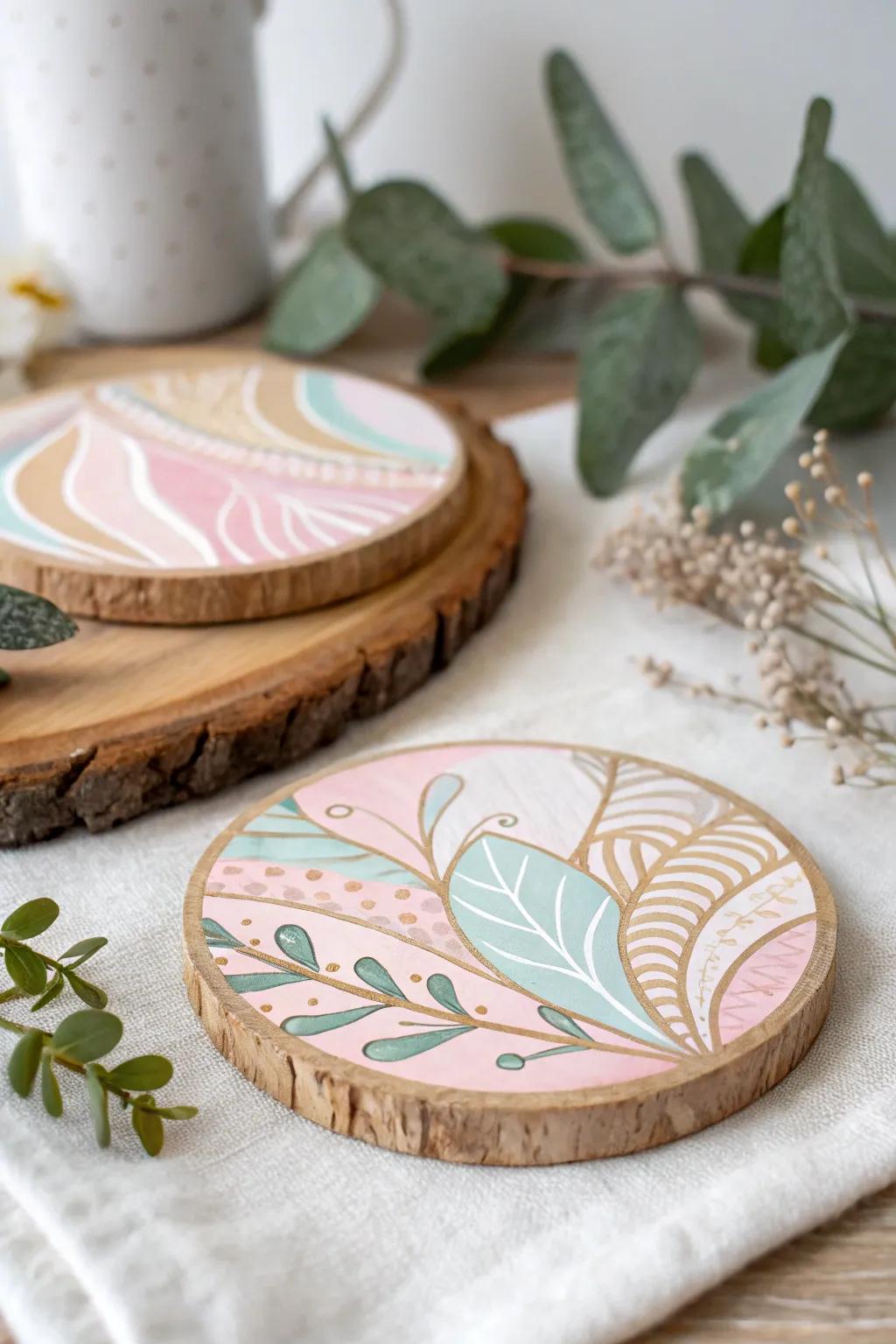 Elevate your space with the charm of hand-painted coasters, where simplicity meets artistic flair.