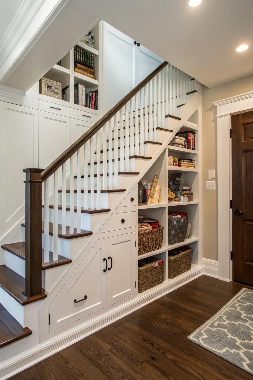 Under-stair storage can be both practical and stylish.