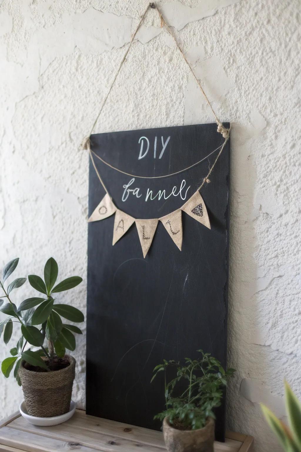 Embrace the season with a charming DIY chalkboard banner—simple, elegant, and perfect for adding a touch of fall flair to your home.