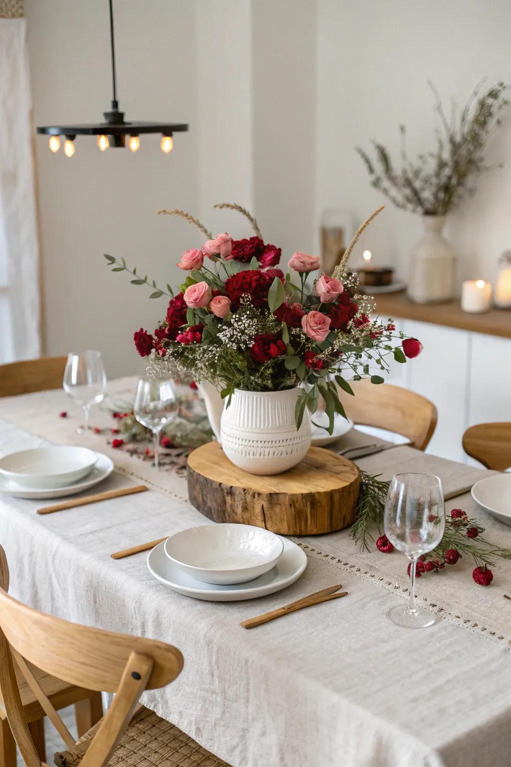 Transform your dining space with a touch of romance and simplicity for a memorable family Valentine's dinner.