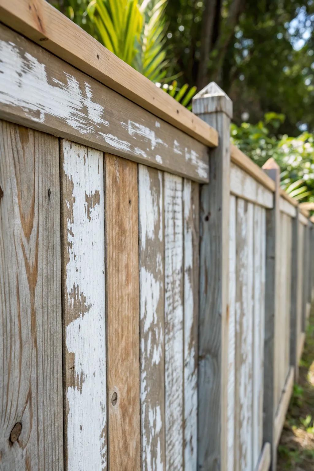 Transform your garden with the charm of a weathered fence.