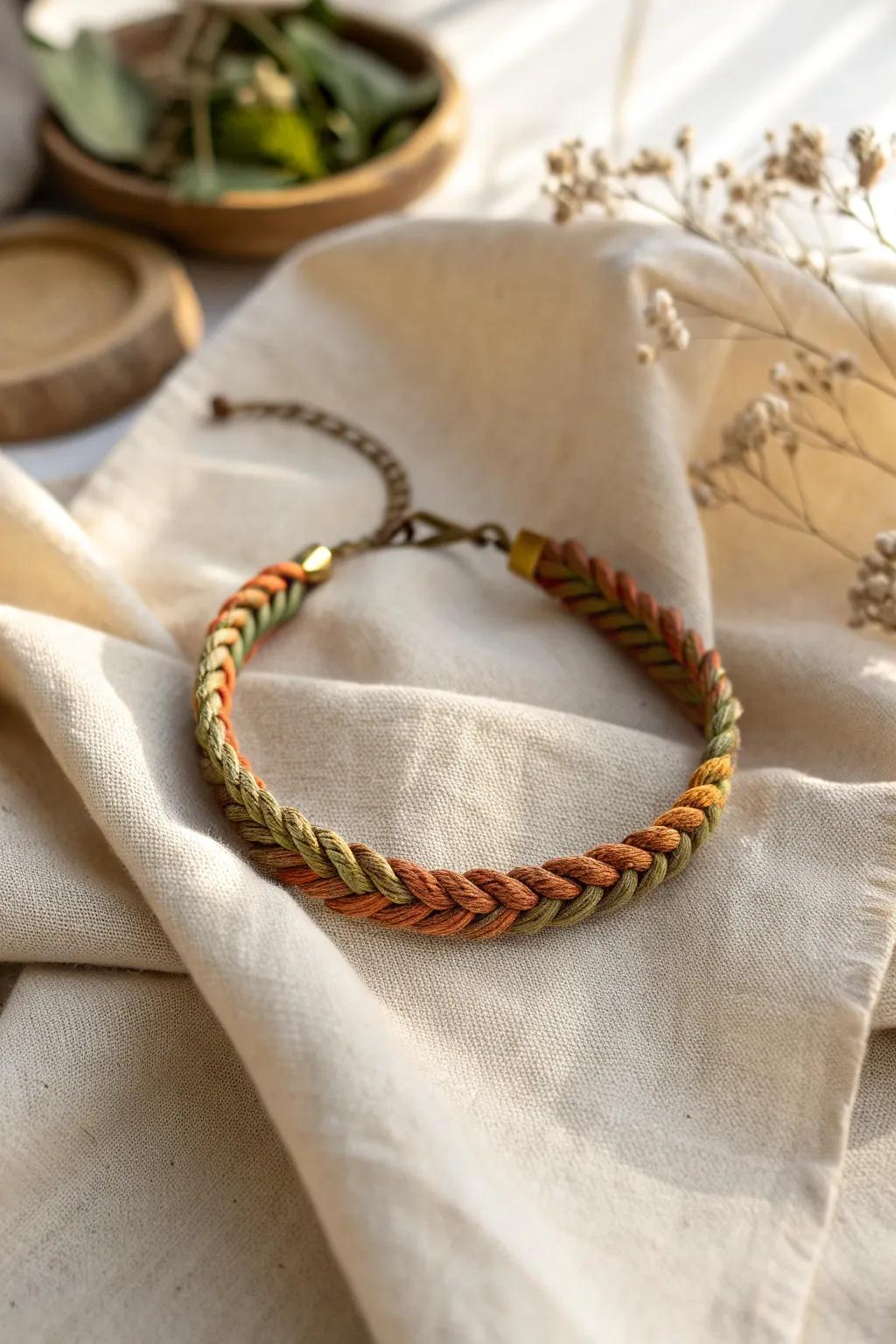 Embrace the warmth of earthy tones with this beautifully crafted fishtail bracelet. Perfect for cozy evenings and minimalist style lovers.