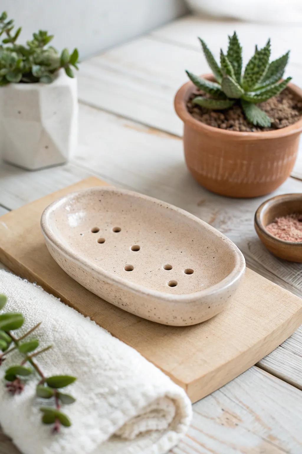 Elevate your space with a handcrafted clay soap dish, where simplicity meets style.