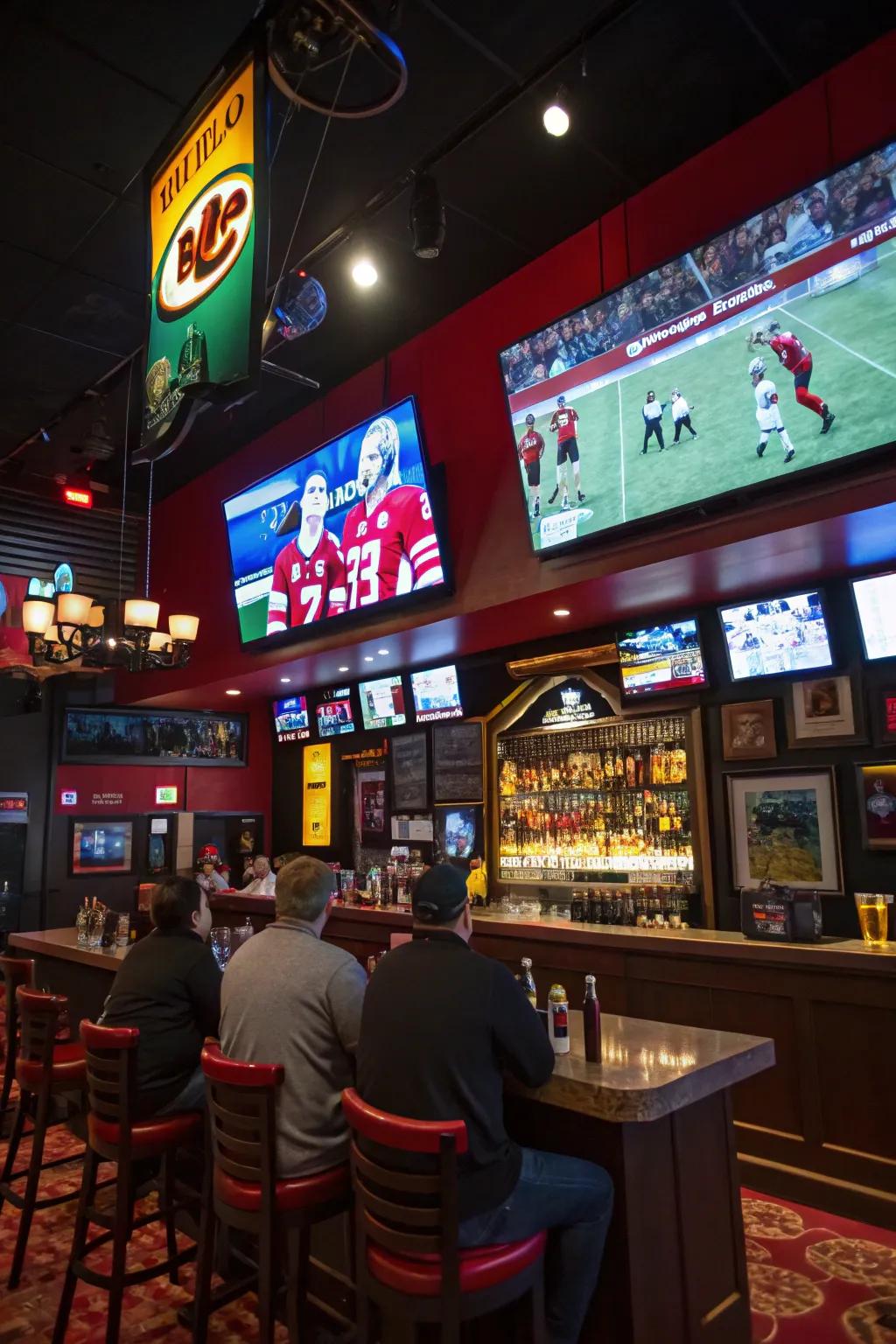 A sports-themed bar brings the excitement of the game right into your home.