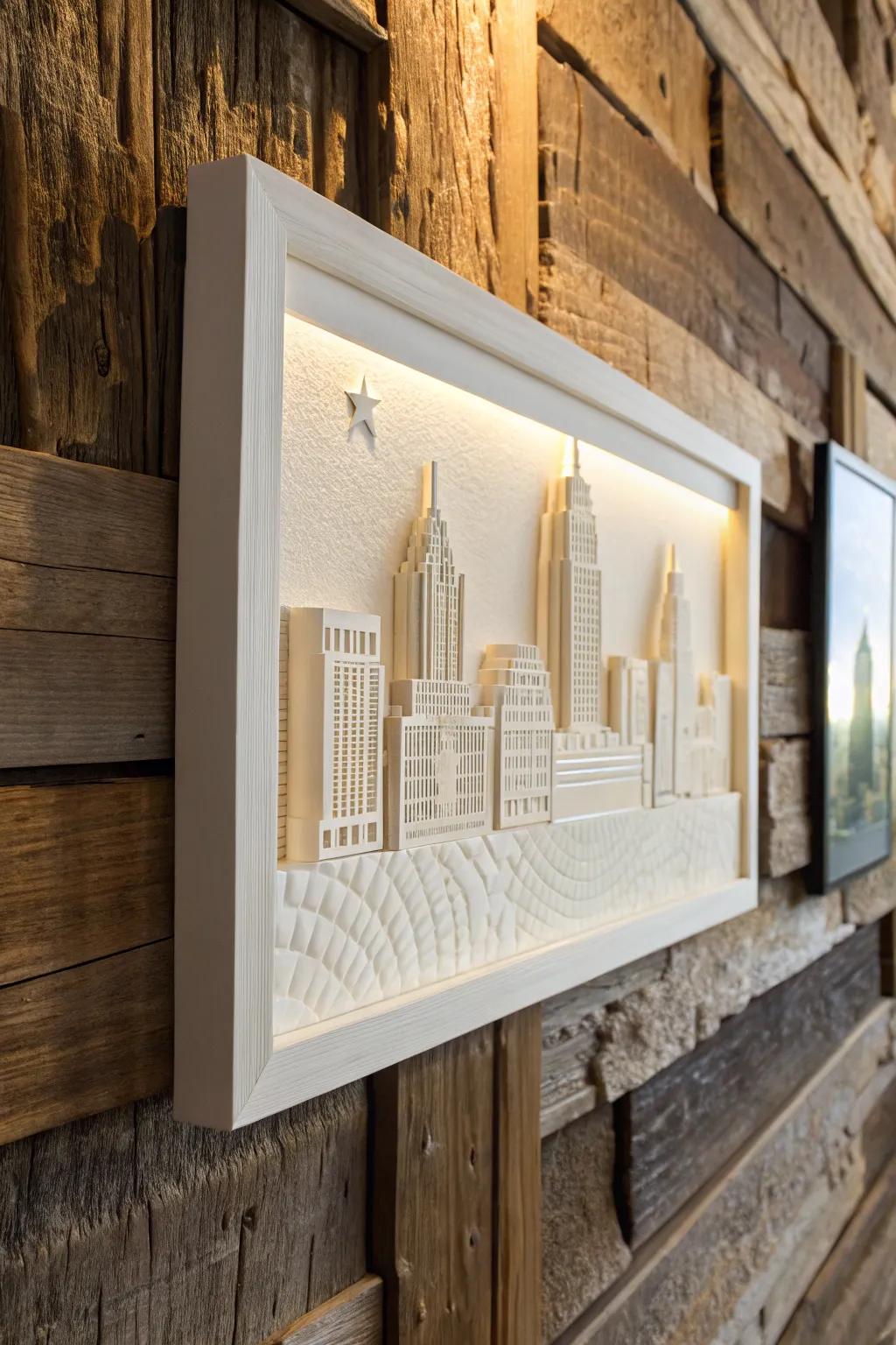 Bring the Austin skyline into your home with this custom 3D-printed wall art, where craftsmanship meets modern design.