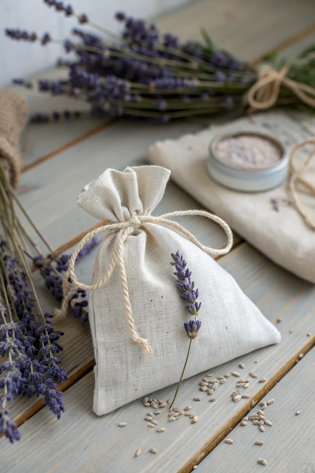 Crafted with love: This homemade lavender sachet brings tranquility and elegance to any space.