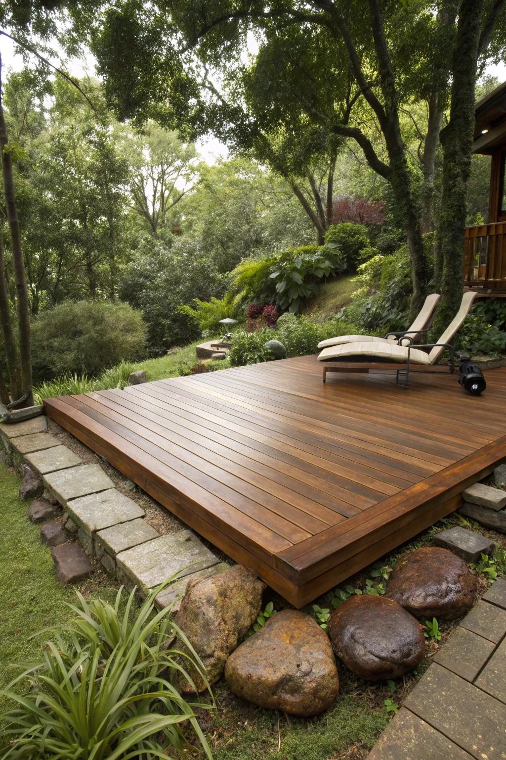 Experience the art of outdoor living with a freestanding deck that defines elegance and craftsmanship.