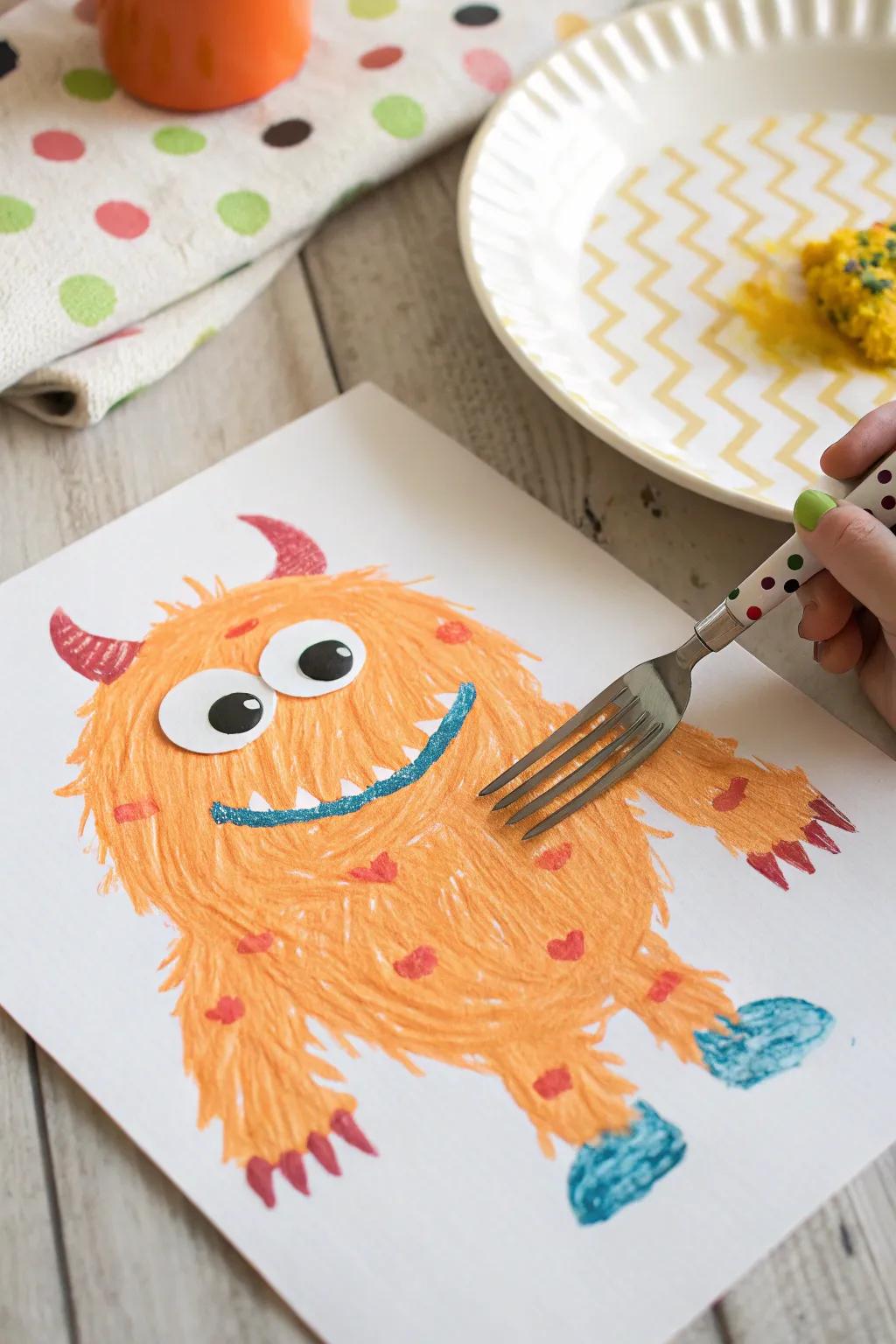 Unleash creativity with fork-painted monsters: A fun and simple Halloween craft for little hands!