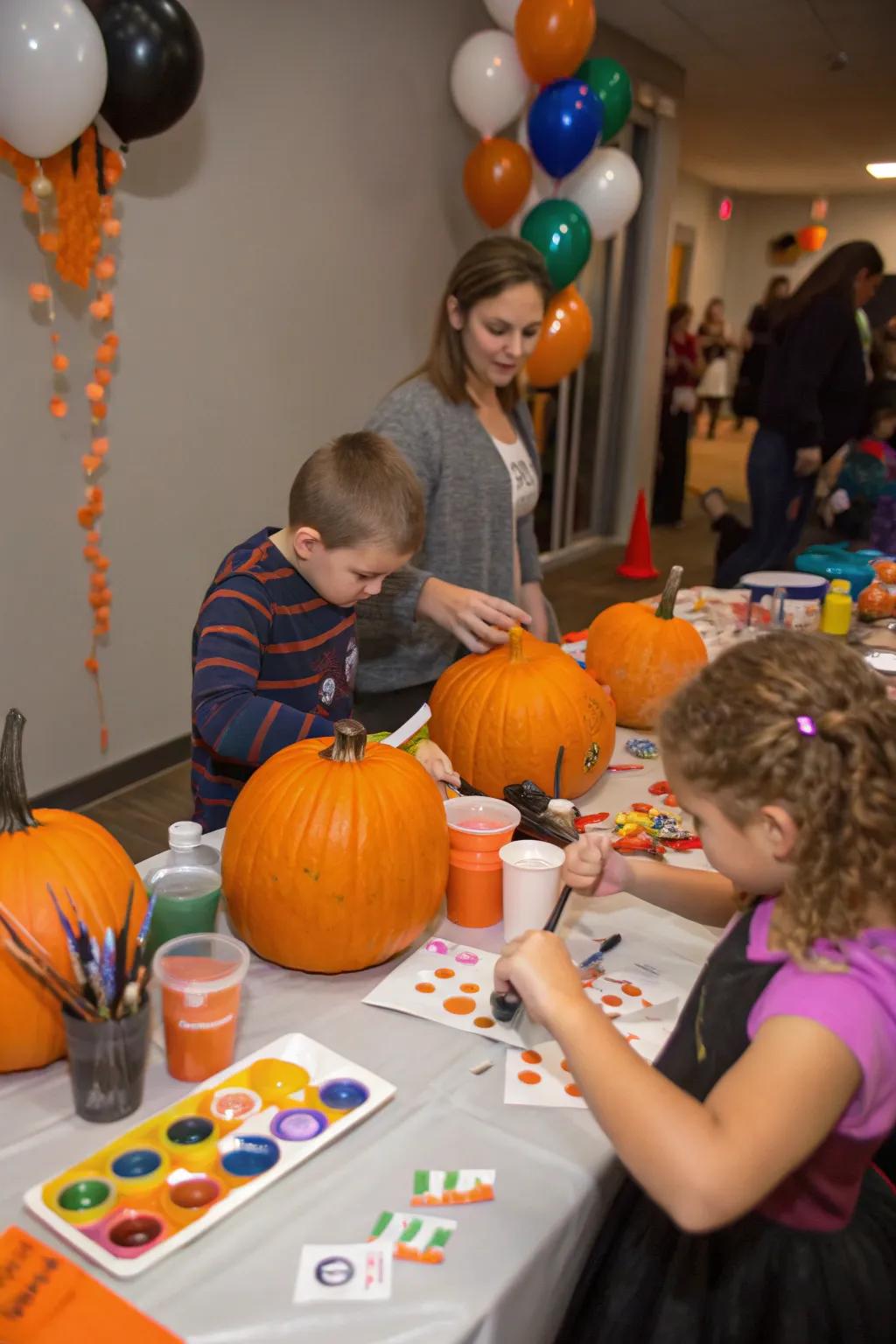 Unleash creativity with pumpkin decorating.