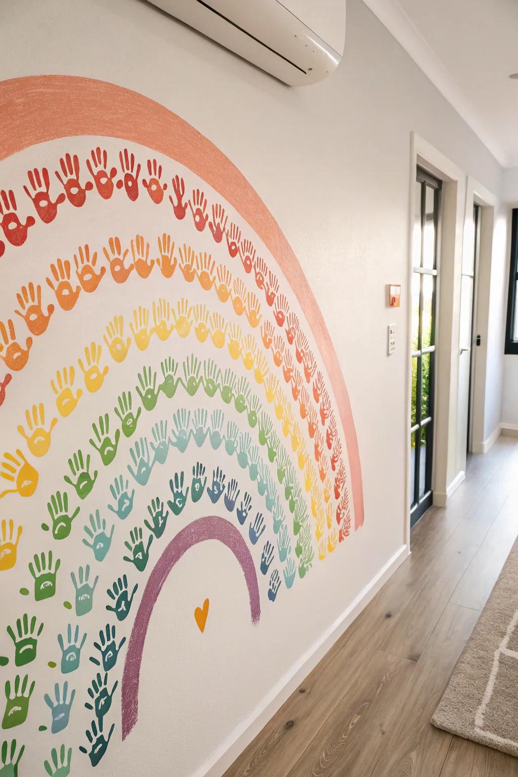Bring joy to your space with a handcrafted rainbow of vibrant handprints.