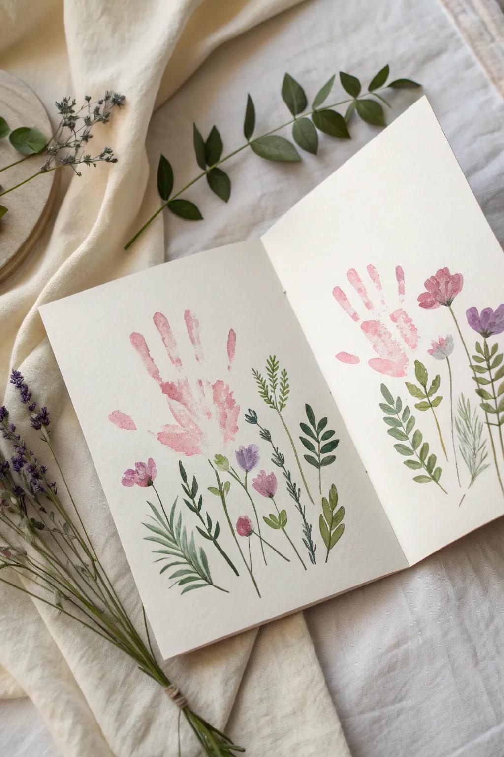 Bring a touch of spring indoors with a handcrafted garden of handprints 🌿✨