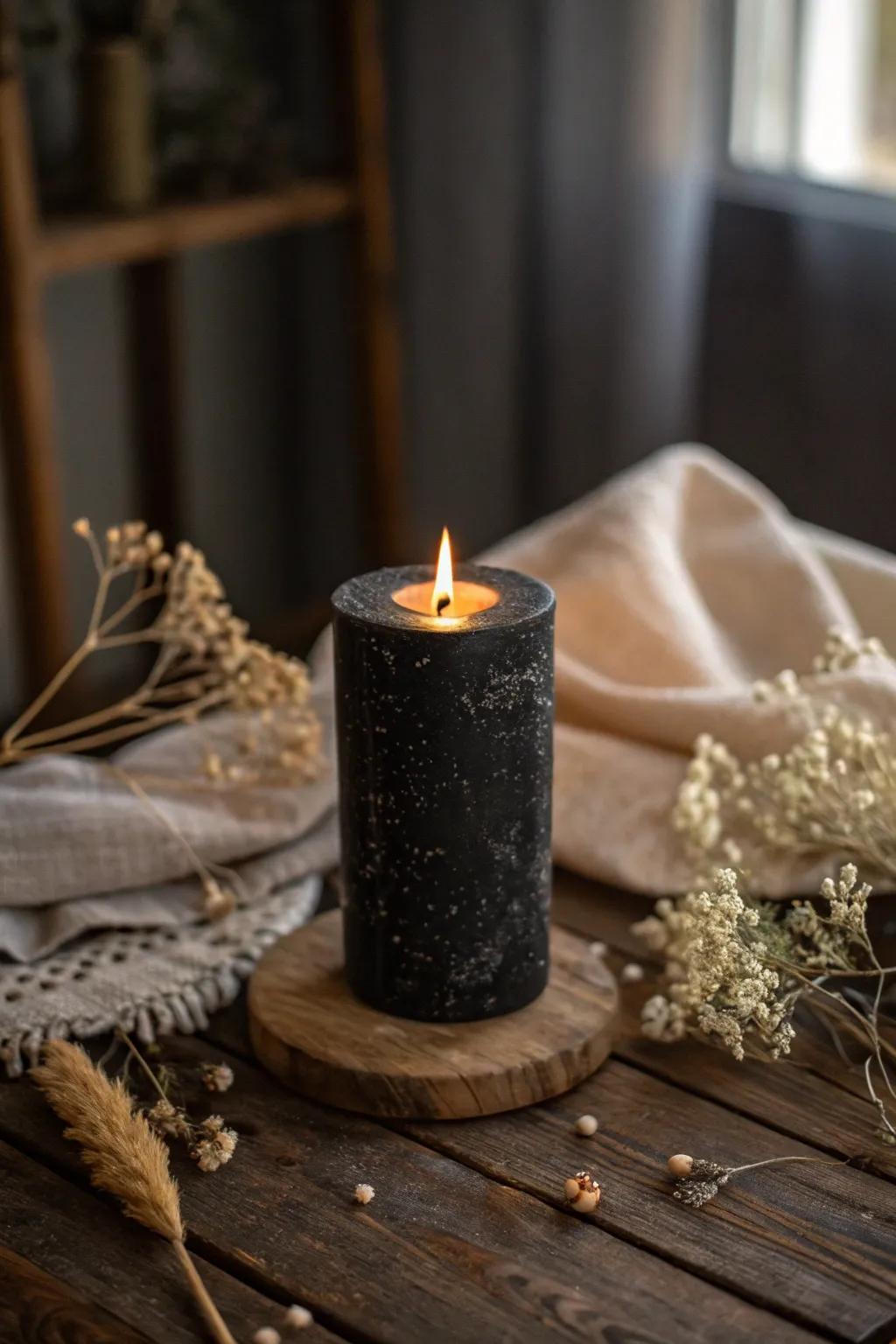 Illuminate your space with haunting elegance: flickering candlelight for a touch of mystery.