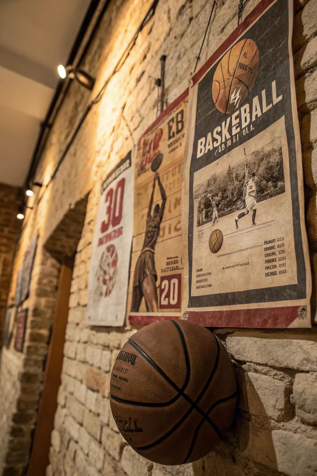 Step back in time with a vintage basketball poster that celebrates the rich history of the game.