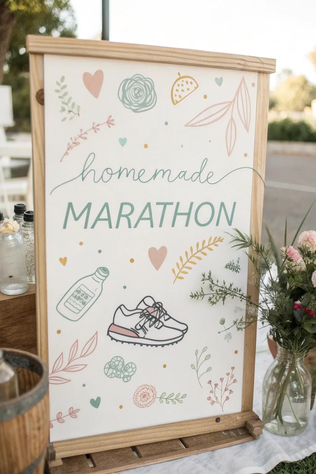 Add a touch of cheer to your marathon poster with whimsical doodles and earthy hues!