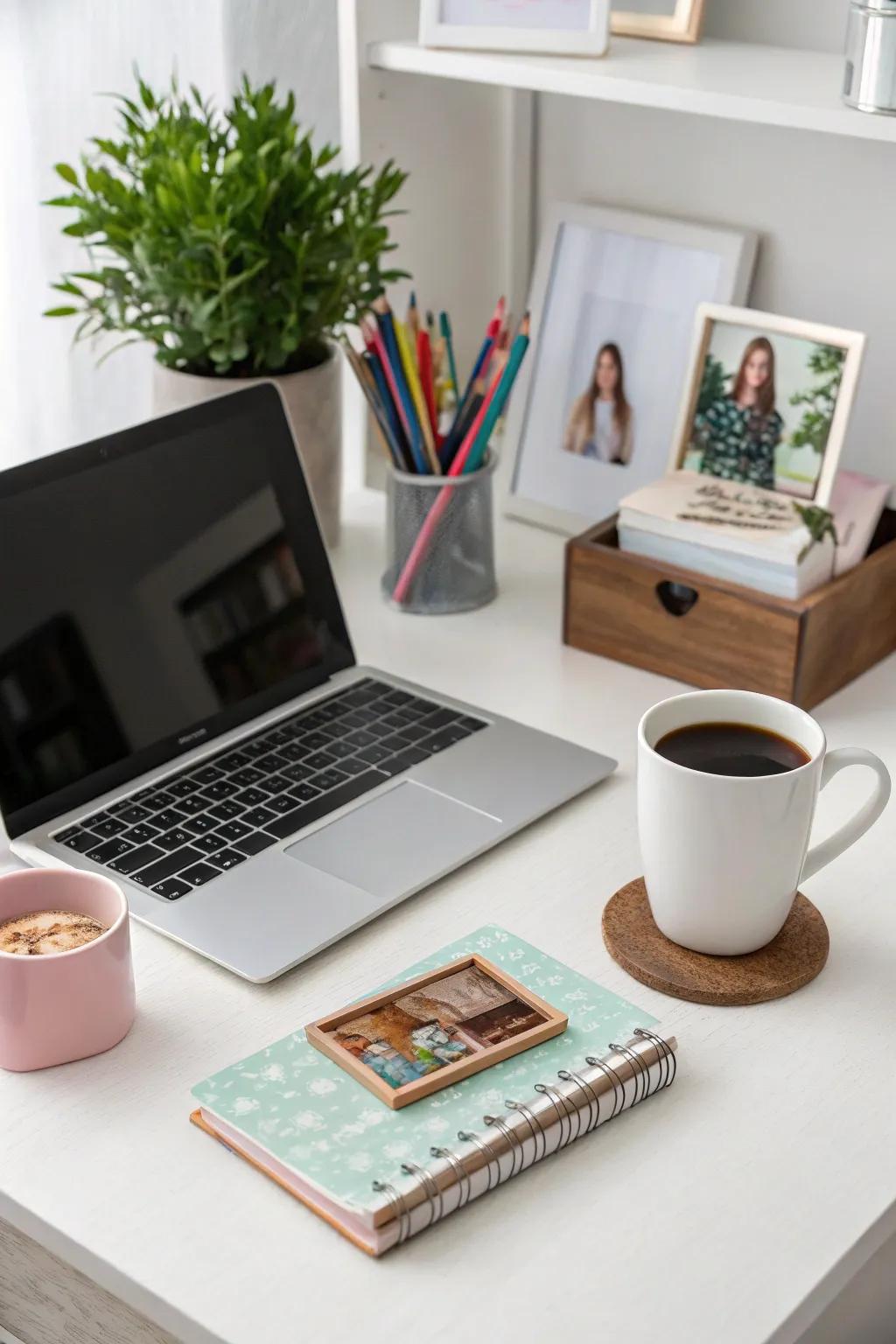 Personalized accessories make the workspace uniquely yours.