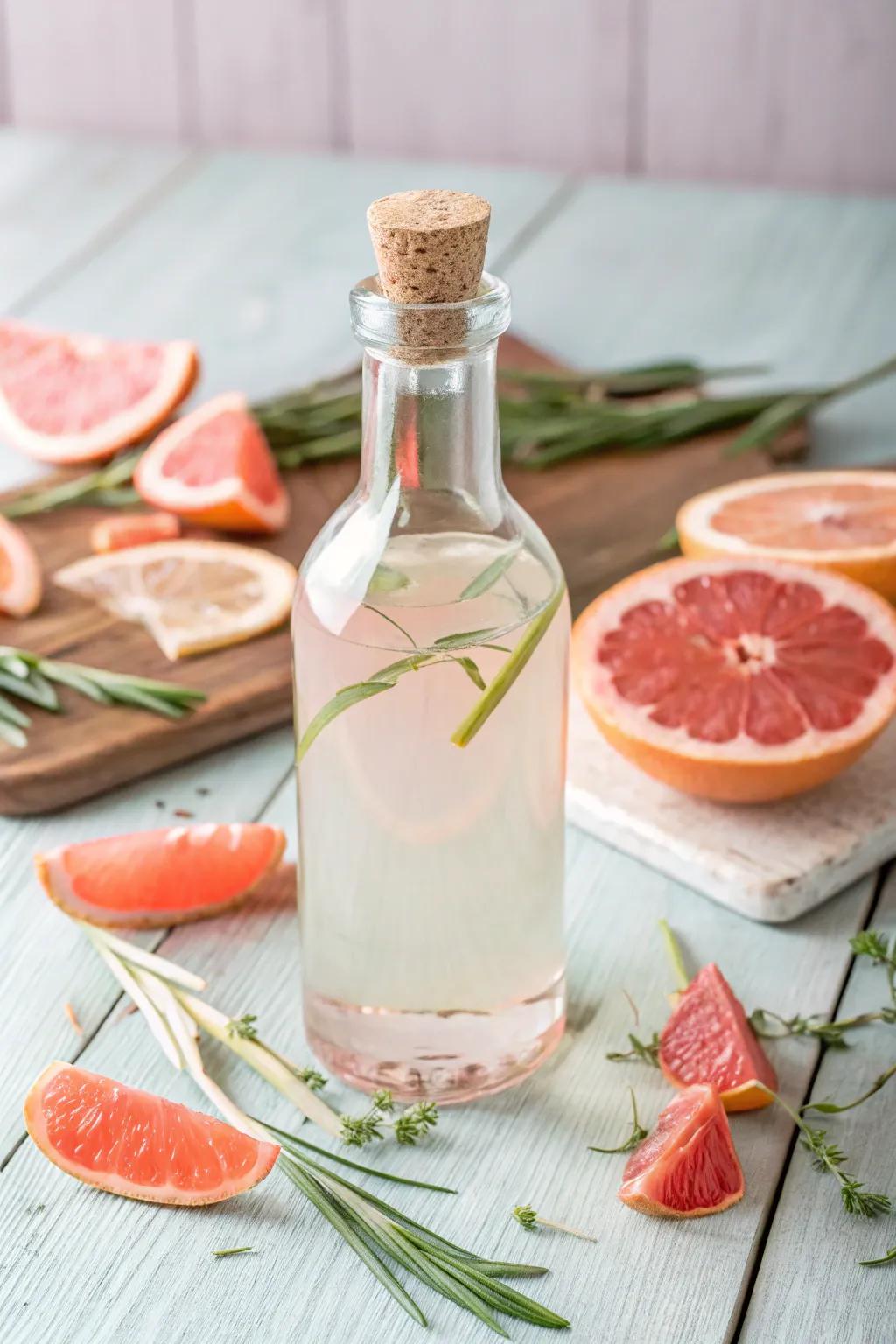 Elevate your summer gatherings with a refreshing twist: Grapefruit-Lemongrass Vodka infusion.