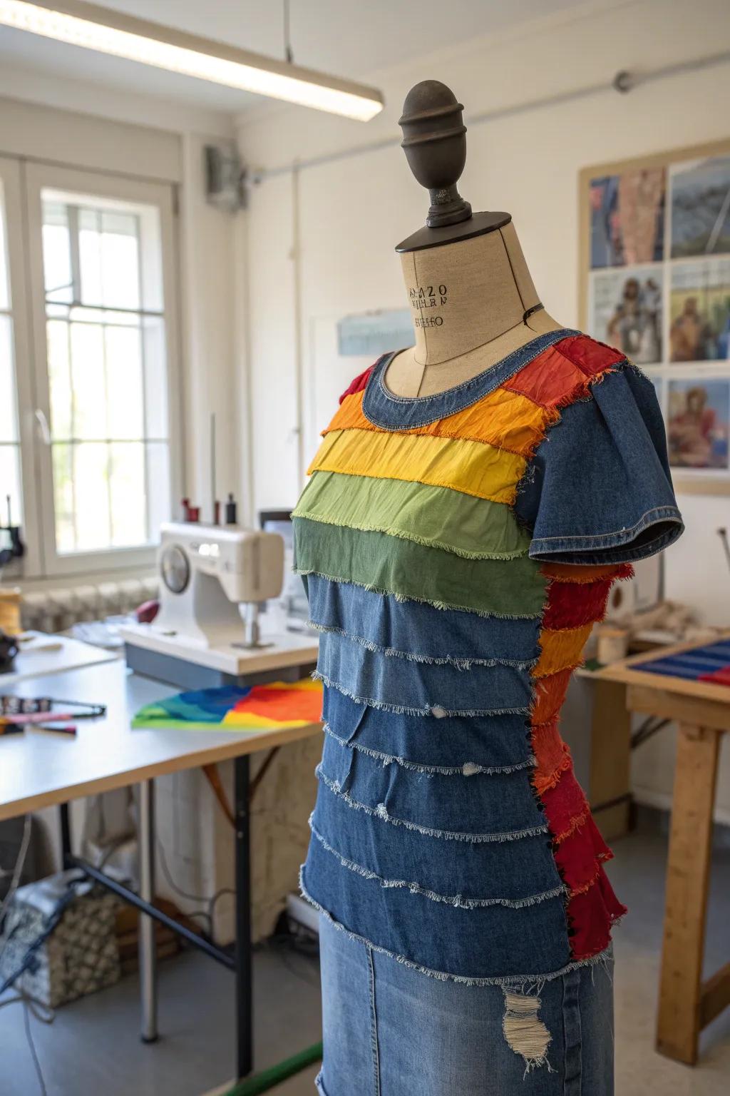Transform discarded fashion into art with this stunning recycled clothing sculpture.