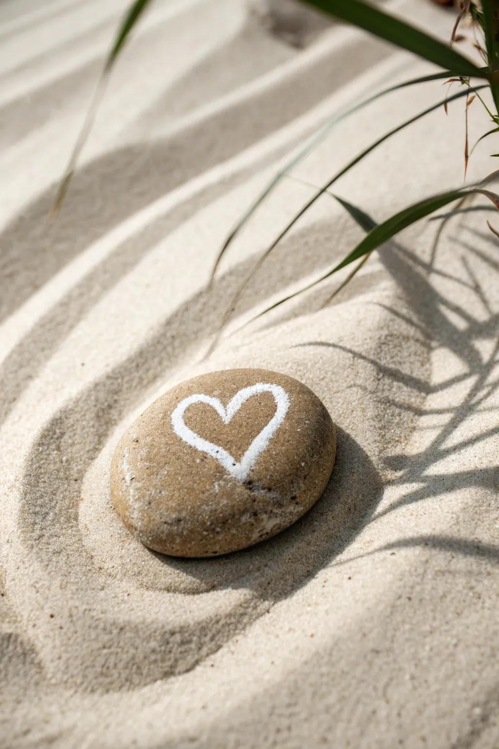 Embrace simplicity and spread love with a heart-painted kindness rock.