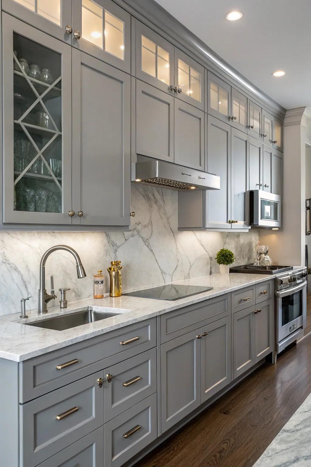 Classic gray offers timeless elegance and versatility in kitchen design.