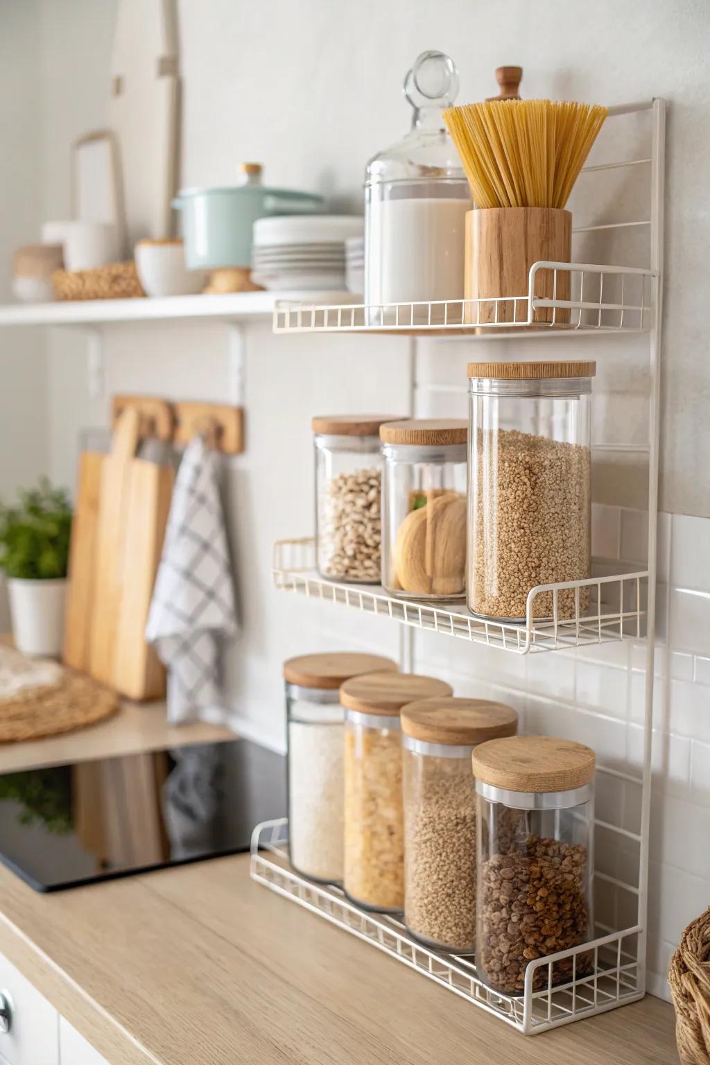Elevate your kitchen organization with the simplicity and elegance of clear containers. #KitchenGoals #ScandiBoho