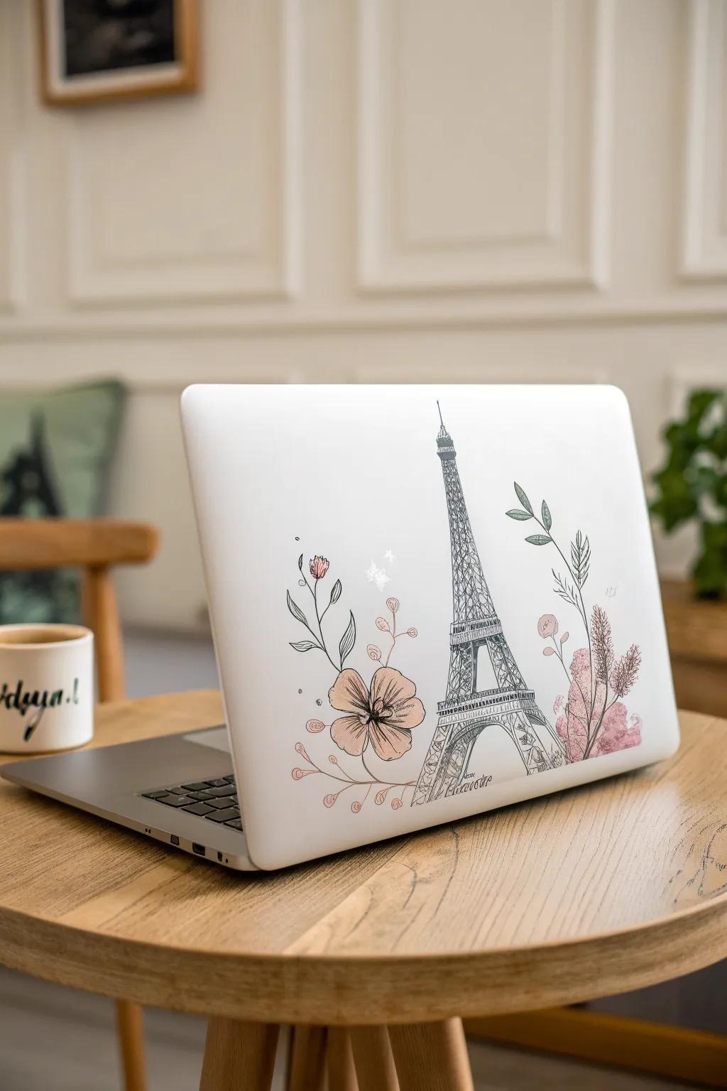 Carry your travel memories wherever you go with minimalist landmark stickers on your laptop.